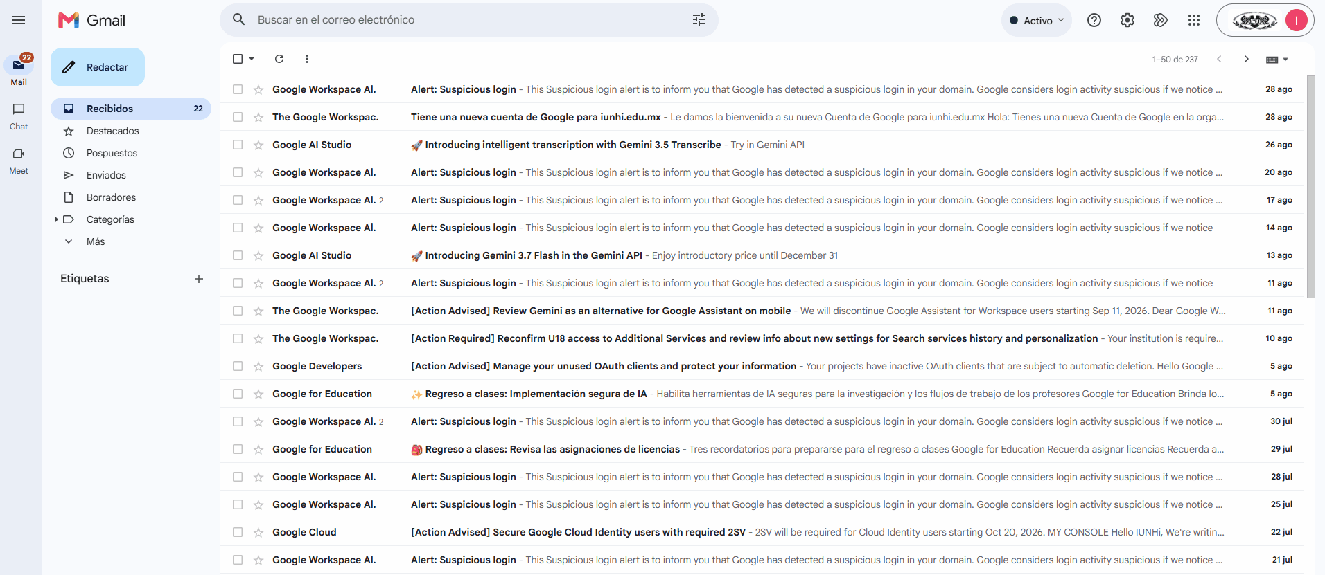 Acceso desde Google Apps